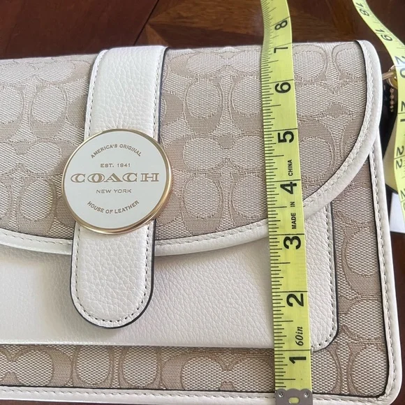 Coach Lonnie Tan and White Crossbody Bag with Signature Canvas NWT - Picture 9 of 9